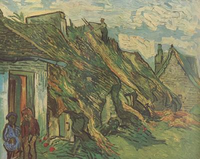 Vincent Van Gogh Thatched Sandstone Cottages in Chaponval (nn04)